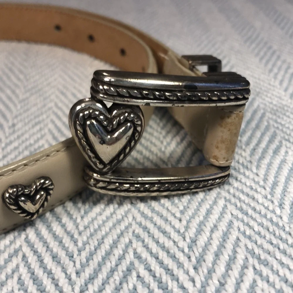 Shiny Metal Hearts ❤️ Belt 33 3/4” long tan colors Vintage
